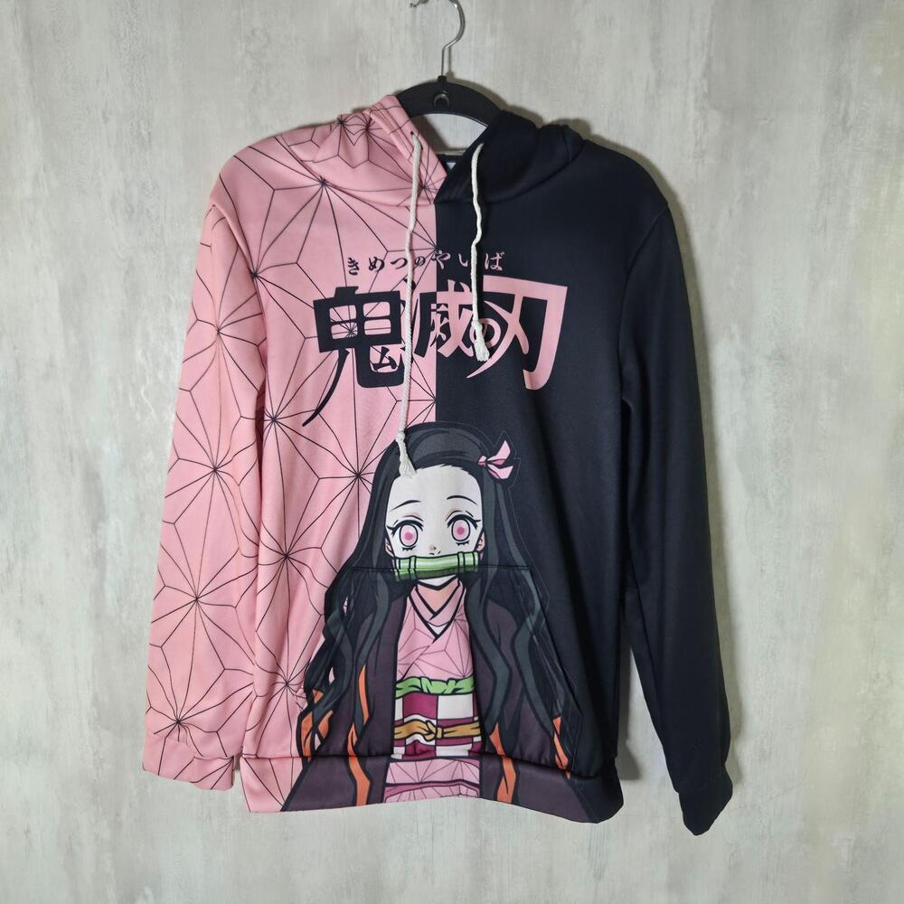 Hoodie Mens Small Multicolor Nezuko Kamado Demon Slayer Anime Fleece Pullover